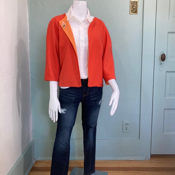 Jones New York Coral Jacket M with Vintage Pin - Picture 4 of 5